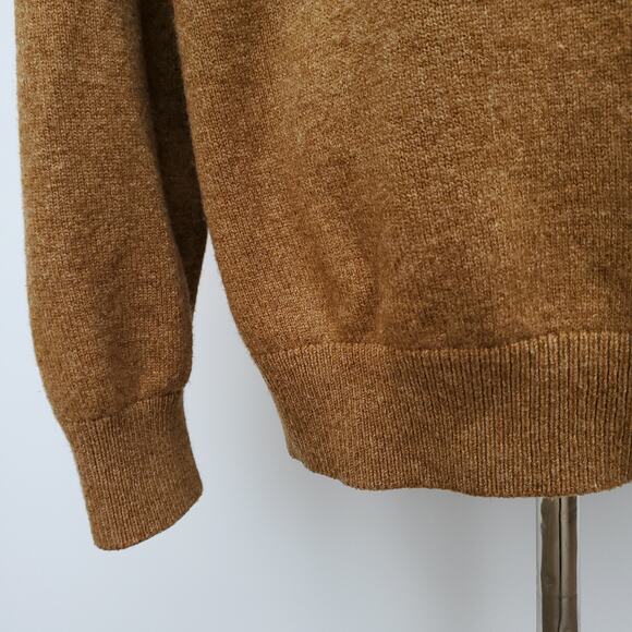 LL Bean Grandpa Cardigan Sweater Brown Lambswool Wooden Buttons Pockets Large - Picture 13 of 16